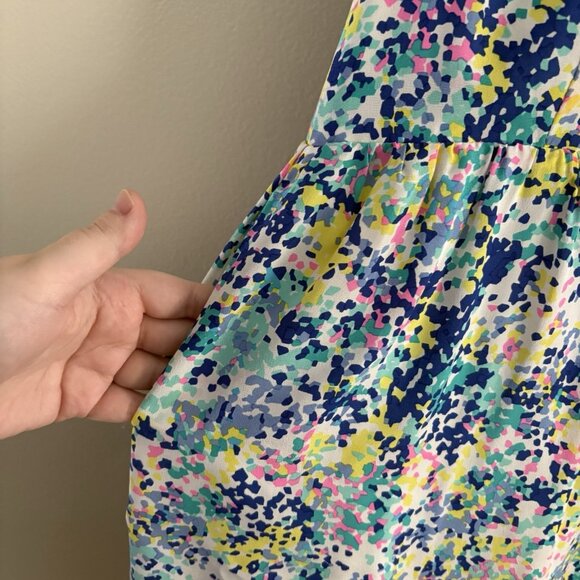 Britt Ryan Womn 4 Colorful Confetti Print Silk Sleeveless Criss Cross Back Dress - Picture 4 of 11